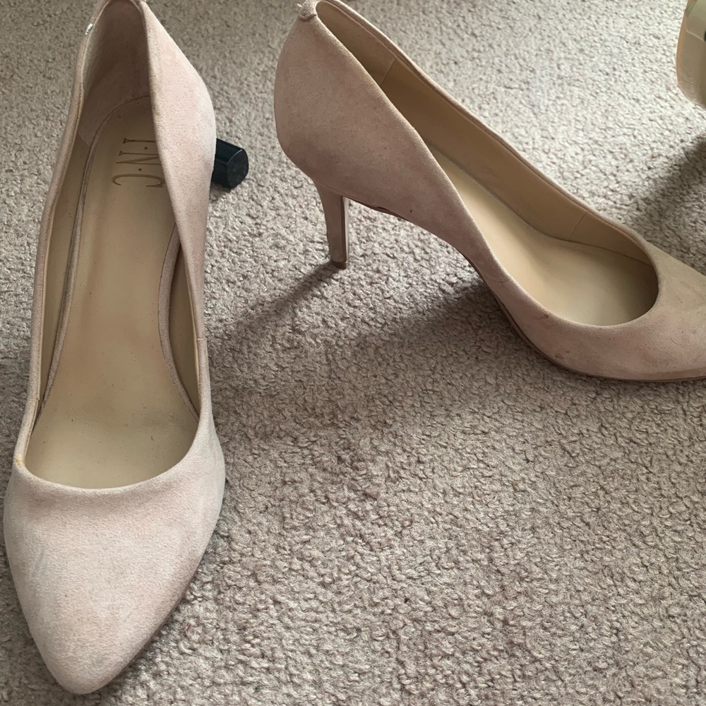 Pink suede heel